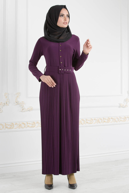 Nayla Collection - Purple Hijab Dress 18015MOR