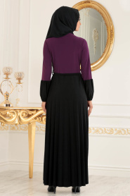 Nayla Collection - Purple Hijab Dress 18025MOR - Thumbnail