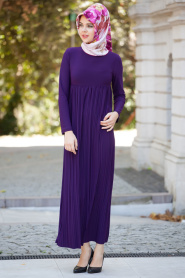 Nayla Collection - Purple Hijab Dress 2084MOR - Thumbnail