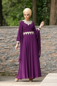 Nayla Collection - Purple Hijab Dress 4039MOR - Thumbnail