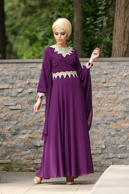 Nayla Collection - Purple Hijab Dress 4039MOR