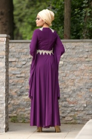 Nayla Collection - Purple Hijab Dress 4039MOR - Thumbnail