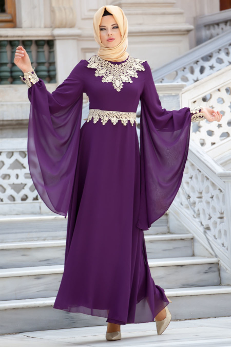 Nayla Collection - Purple Hijab Dress 4173MOR