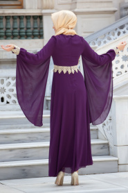 Nayla Collection - Purple Hijab Dress 4173MOR - Thumbnail