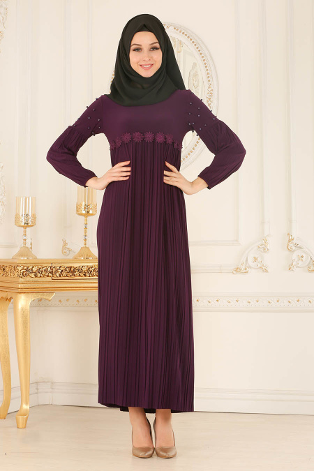 Nayla Collection - Purple Hijab Dress 537MOR