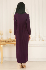 Nayla Collection - Purple Hijab Dress 537MOR - Thumbnail