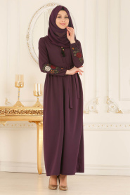 Nayla Collection - Purple Hijab Dress 5400mor - Thumbnail