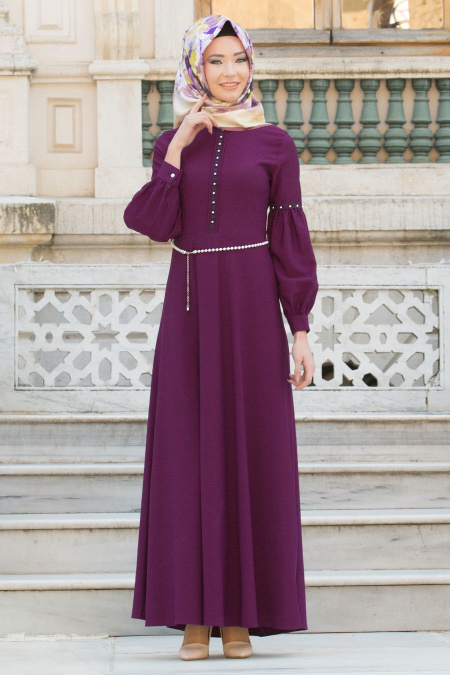 Nayla Collection - Purple Hijab Dress 6641MOR