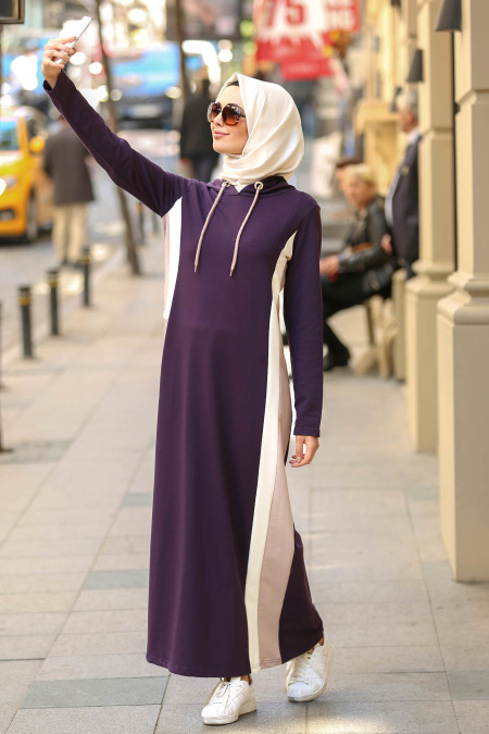 Nayla Collection - Purple Hijab Dress 80050MOR