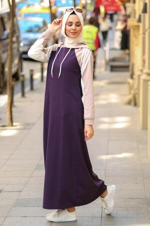 Nayla Collection - Purple Hijab Dress 8011MOR - 1