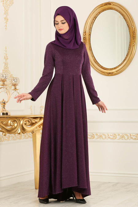 Nayla Collection - Purple Hijab Evening Dress 4156MOR