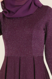 Nayla Collection - Purple Hijab Evening Dress 4156MOR - Thumbnail