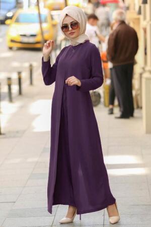 Nayla Collection - Purple Hijab Jumpsuit 5017MOR - Thumbnail