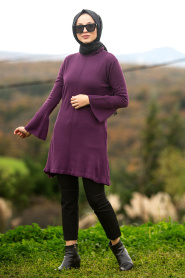 Nayla Collection - Purple Hijab Knitwear 20140MOR - Thumbnail