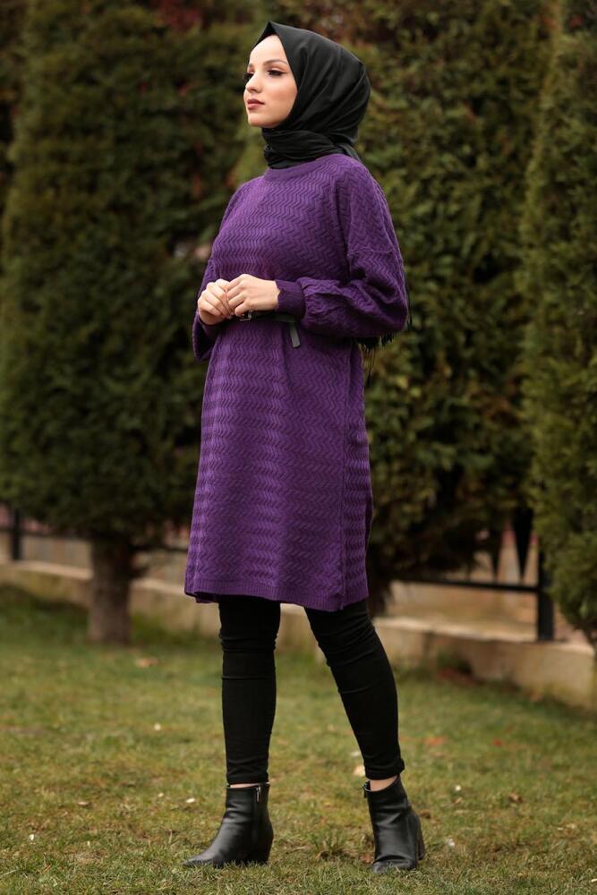 Nayla Collection - Purple Hijab Knitwear Tunic 2108MOR - 2