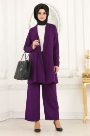 Nayla Collection - Purple Hijab Suit 53530MOR - Thumbnail