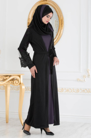 Nayla Collection - Purple Hijab Suit Abaya 100347MOR - Thumbnail
