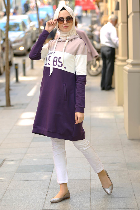 Nayla Collection - Purple Hijab Tunic 8037MOR 