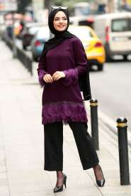 Nayla Collection - Purple Hijab Tunic 8334MOR - Thumbnail