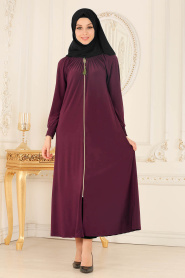 Nayla Collection - Purple Turkish Abaya 5220Mor - Thumbnail