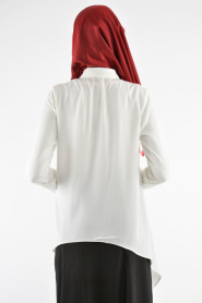 Nayla Collection - Püskül Detaylı Beyaz Bluz - Thumbnail