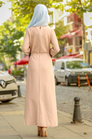 Nayla Collection - Püskül Detaylı Taş Tesettür Elbise 100418TAS - Thumbnail