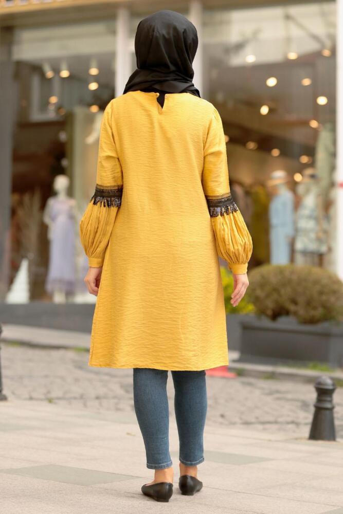Nayla Collection - Püsküllü Hardal Tesettür Tunik 3593HR - 2