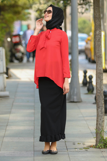 Nayla Collection - Red Hijab Blouse 10221K