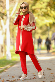 Nayla Collection - Red Hijab Casual Suit 2375K - Thumbnail