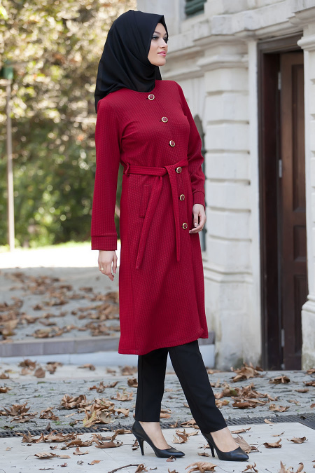 Nayla Collection - Red Hijab Coat 5177K