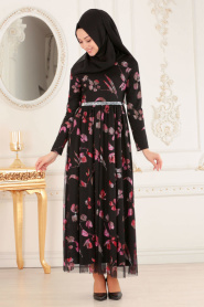 Nayla Collection - Red Hijab Dress 100359K - Thumbnail