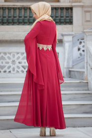 Nayla Collection - Red Hijab Dress 4173K - Thumbnail