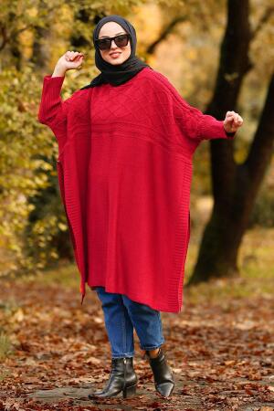 Nayla Collection - Red Hijab Poncho 21040K - 1