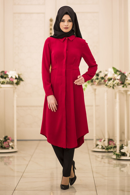 Nayla Collection - Red Hijab Tunic 837K