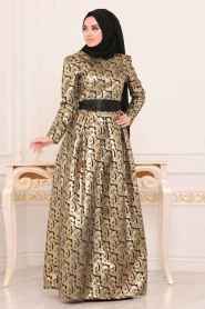 Nayla Collection - Robe de soirée islamique noire 82446S - Thumbnail