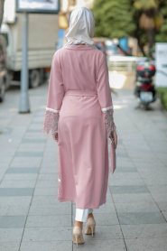 Nayla Collection - Rose Poudré Manteau Hijab 23630PD - Thumbnail