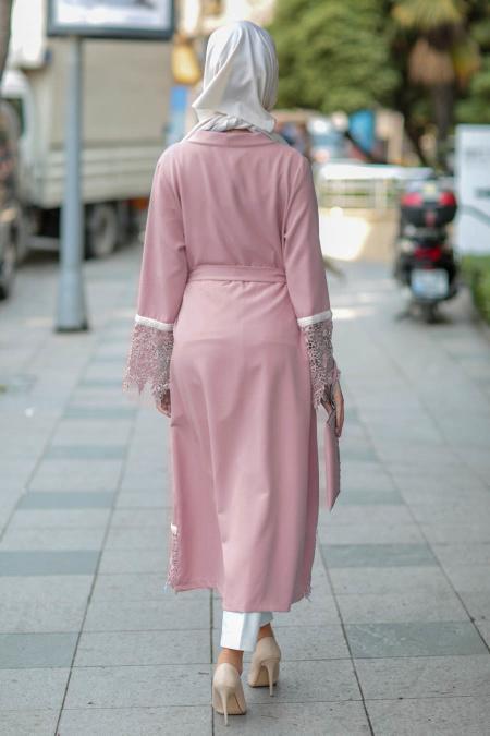 Nayla Collection - Rose Poudré Manteau Hijab 23630PD - 2