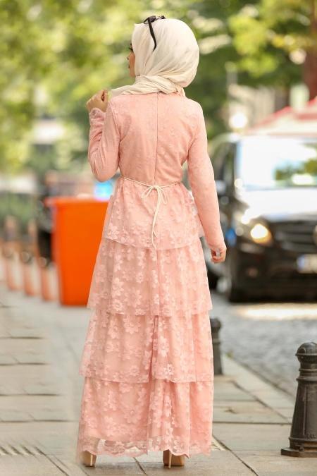 Nayla Collection - Rose Poudré Robe Hijab 100427PD - 3