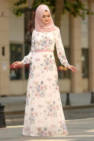 Nayla Collection - Rose Poudré Robe Hijab 81520PD - 1