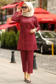 Nayla Collection - Rouge Bordeaux Combination Hijab 53960BR - Thumbnail