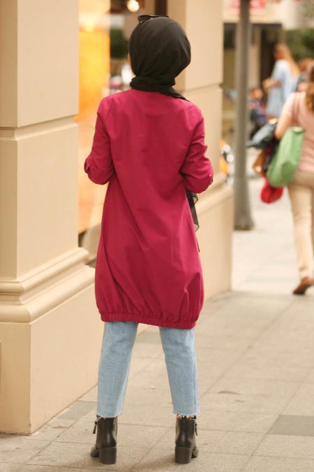 Nayla Collection - Rouge Bordeaux Manteau 3047BR - 3