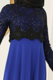 Nayla Collection - Royal Blue Hijab Dress 12012SX - Thumbnail