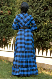 Nayla Collection - Royal Blue Hijab Dress 84120SX - Thumbnail