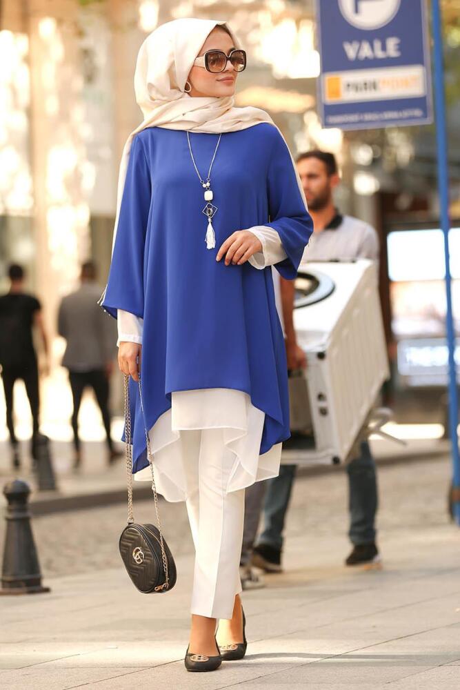 Nayla Collection -Royal Blue Hijab Tunic 22330SX - 1