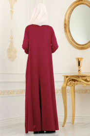 Nayla Collection - Salaş Bordo Tesettür Elbise 79290BR - Thumbnail