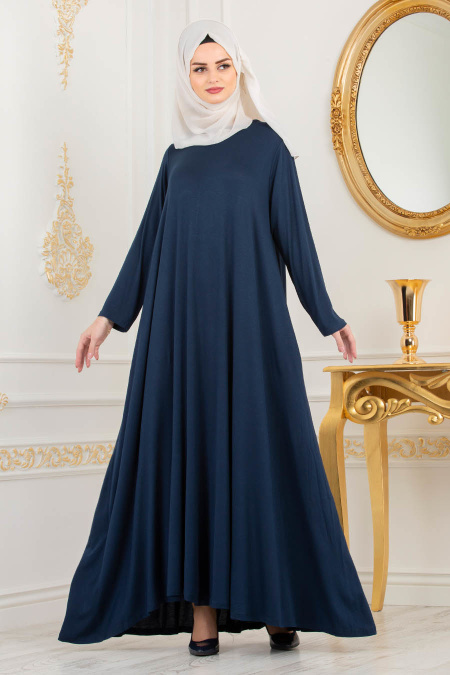 Nayla Collection - Salaş Lacivert Tesettür Elbise 79290L