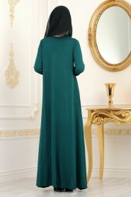Nayla Collection - Salaş Yeşil Tesettür Elbise 79290Y - Thumbnail