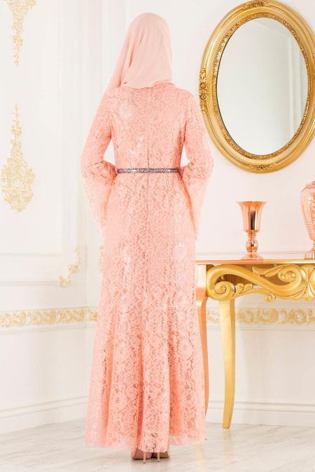 Nayla Collection -Salmon Pink Evening Dresses 100406SMN - 3