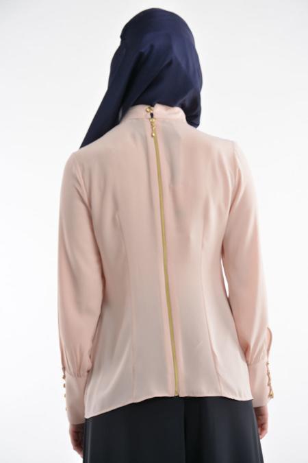 Nayla Collection - Salmon Pink Hijab Blouse 1035SMN - 3