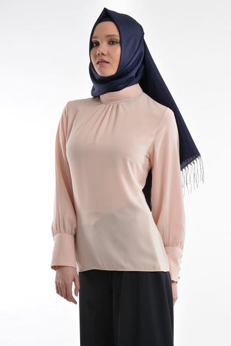 Nayla Collection - Salmon Pink Hijab Blouse 1035SMN - 2